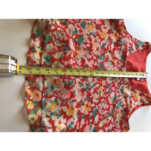 Canyon River Blues Red Floral Ruffled Tank Sz S - Picture 6 of 7